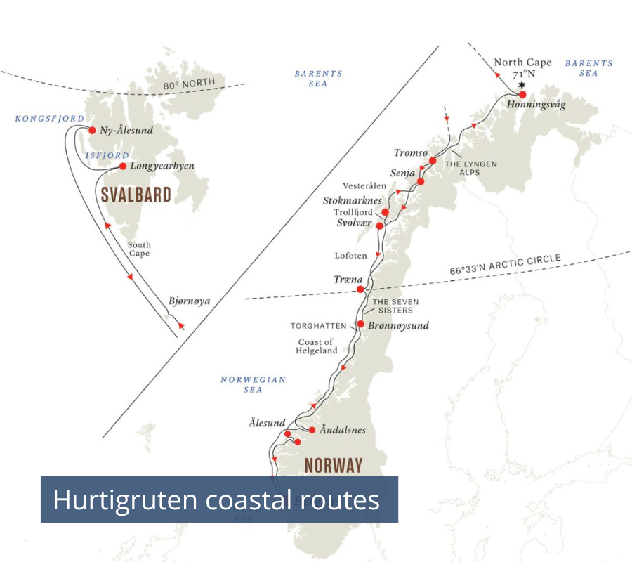 Hurtigruten coastal routes